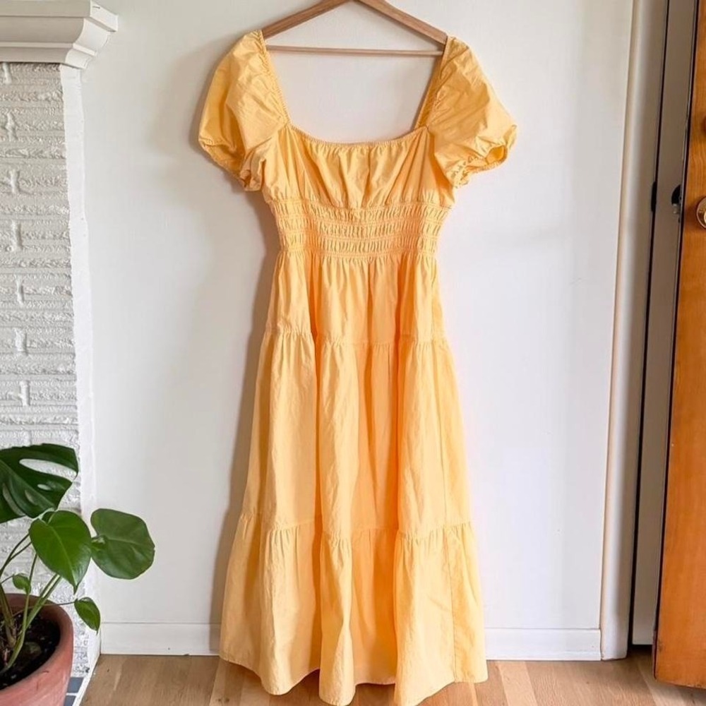 Aritzia Yellow Dress Size Large Cottagecore Cotton Dress